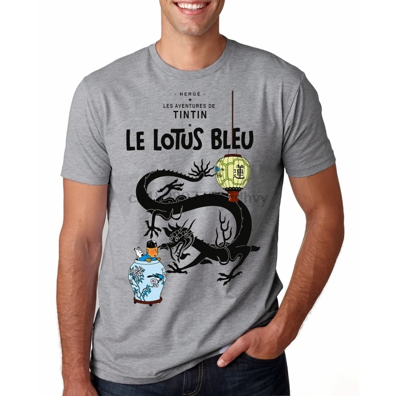 Футболка мужская забавная футболка Tintin the blue lotus Graphic Мужская футболка