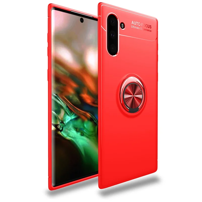 Koosuk Мягкий силиконовый чехол для samsung Galaxy Note 10 Plus note10+ Автомобильный кронштейн магнетизм Кольцо телефон задняя крышка Защитный корпус - Цвет: Красный