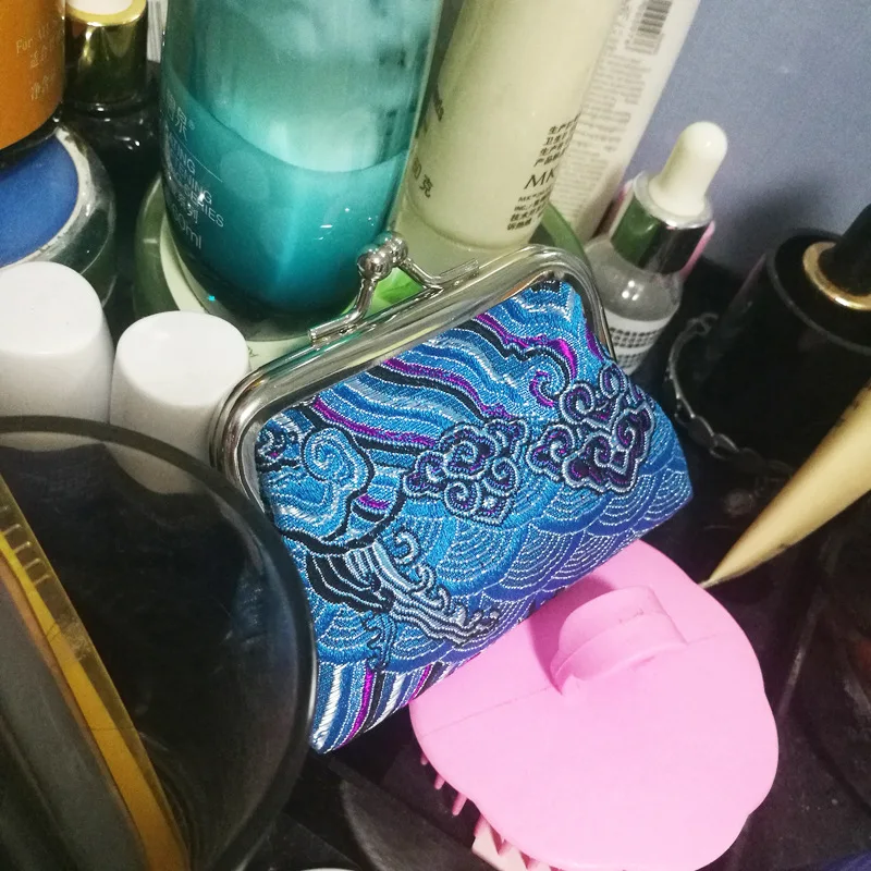 Traditionelle Seide kleine Brieftasche für Frauen Jacquard weben Blumenmuster Mini Hasp Damen Geldbörse Geld Taschen Kinder beutel – Detail 16