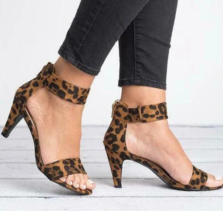 leopard block heels closed toe