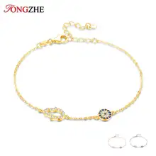 Браслет с подвесками, браслет из стерлингового серебра 925 пробы, браслет Хамса для женщин, синий CZ, цепочка из розового золота, ювелирные изделия, чакра