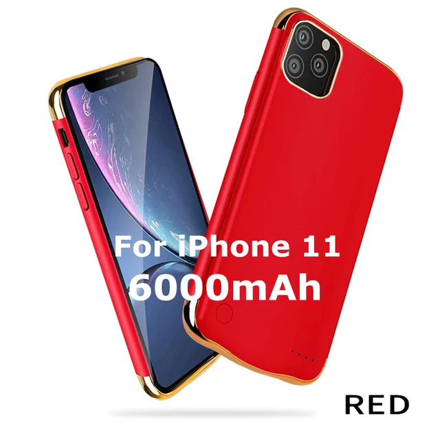 Red for iPhone 11 Power Cases 6000mAh Чехол-аккумулятор для iPhone 11 Pro Max зарядное устройство чехол для iPhone 11 Pro аккумулятор - Цвет: Red for iPhone 11