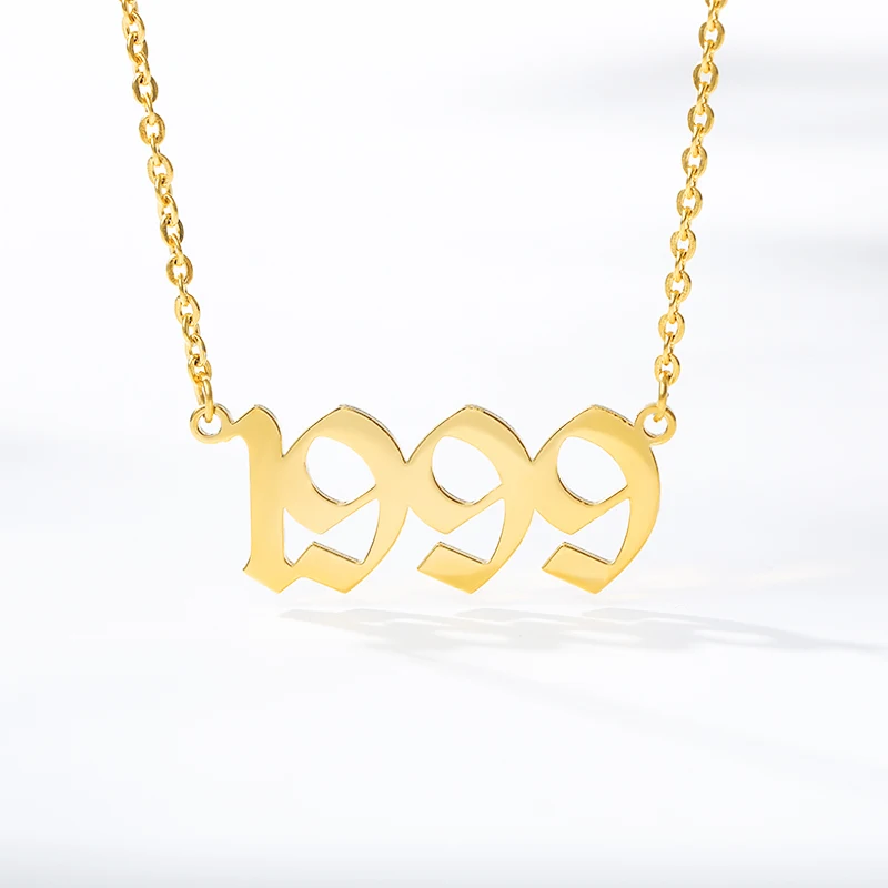 Персонализированные Старый английский номер ожерелья для женщин и мужчин пользовательские ювелирные изделия 1992 1993 1994 1995 1996 1997 1998 1999 подарок на день рождения