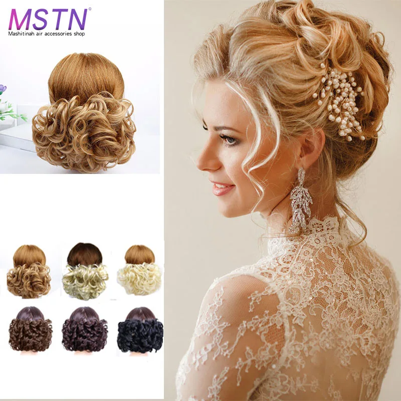 

MSTN Women's Synthetic Curly Chignon Elastic Net with Two Plastic Combs Clip In Hair Buns Hairpiece Hair Band Extension Fake
