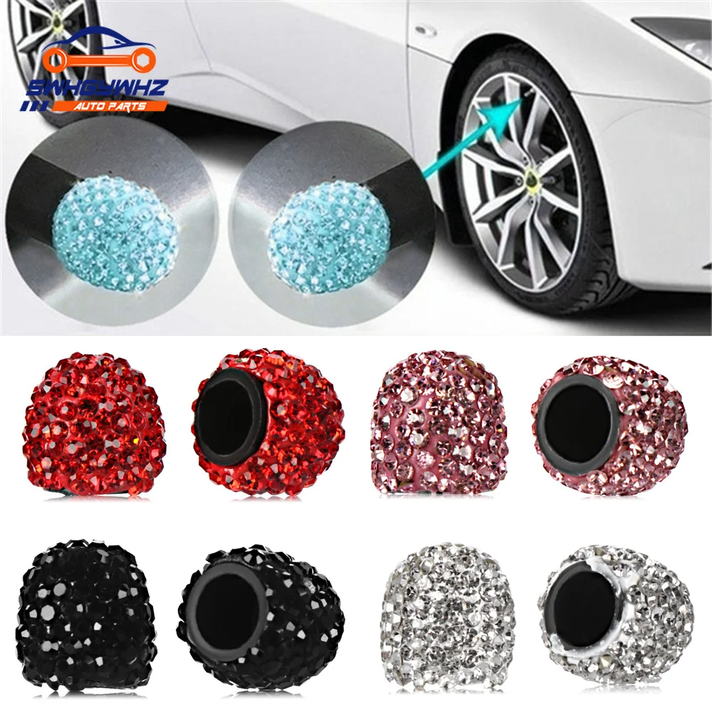 4* Car Rhinestone Tire Valve Caps Diamond Shining Air Caps Auto Accessories New