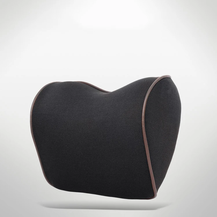 Lsrtw2017 Suede Leather Car Seat Headrest Lumbar Pillow Neck Protection Accessories - Color Name: headrest black 1