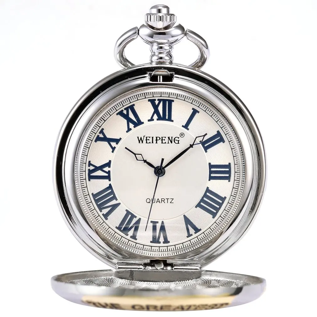 

Fashion Silver Greatest Grandpa Blue Rome Roman Number White Pendant Men Lady Quartz Pocket Watch Jewelry Festival Gift /WPK064
