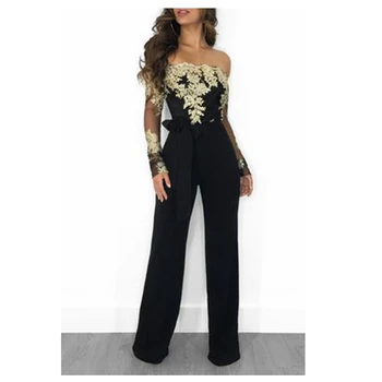 

WEPBEL Women Floral Jumpsuit Full Length Long Loose Casual Fashion New Spring Summer Strapless Off Shoulder Jumpsuits