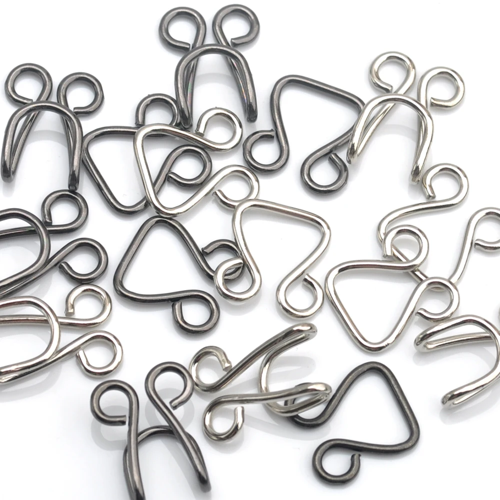 40sets/lot 14# big trousers pant dress skirts hooks metal brass hook / eye nickle black HE-013 garment hooks