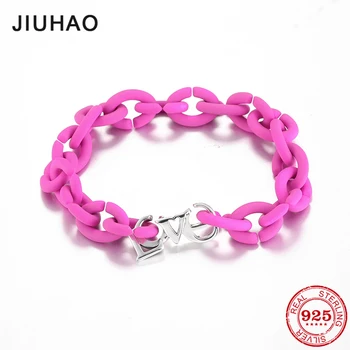 

Real Hight quality Deep Pink charms Bracelets beads Hard Rubber X Bracelets Couple Men X style beads Jewellery European