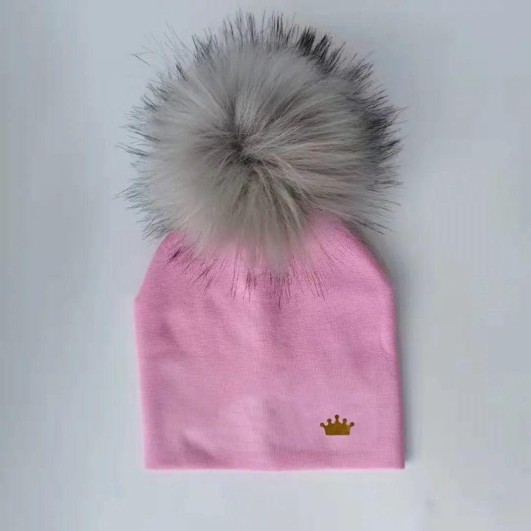 1 pink Шапка для маленьких мальчиков, хлопковые шапки для новорожденных, Детские помпоны, корона, реквизит для фотосессии, детская шапка, аксессуары для мальчика шапка для малыша, чепчик - Цвет: 1 pink