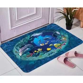 

75*45cm/30*18inch Microfiber Memory Cotton 3D Digital Printing Dolphin Anti-skid Bathroom Mat Bathroom Rug