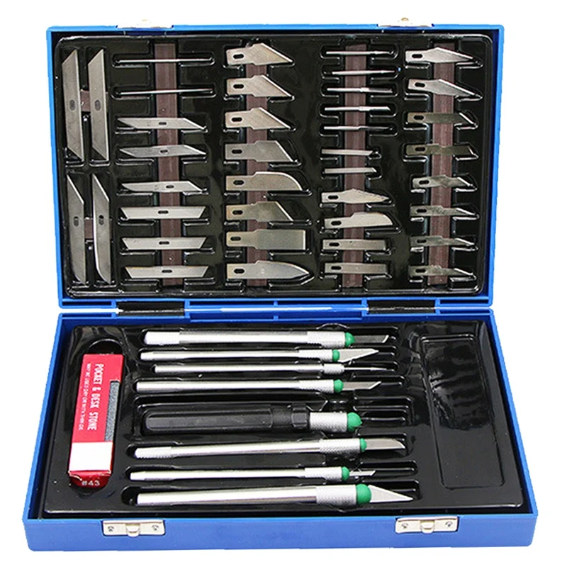 Carving Knife Set 56Pcs Double Bubble Carving Knife Carving Paper Knife Rubber Carving Knife Manual Diy Tool