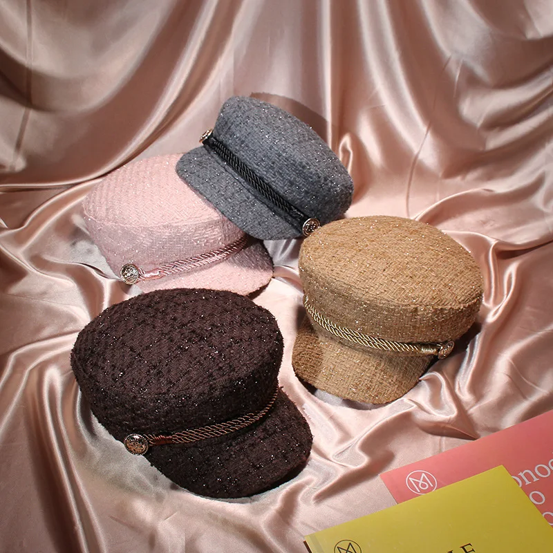 2019 модные зимние и осенние дамские шапки, женские шляпы, вельветовые кепки, Европейская и американская Ретро Плоская верхняя Повседневная