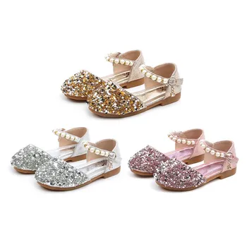 

Sequins Breathable Rhinestone Pearls Design Kids Girls Princess Shoes For Dance Children's Shoes Children's Casual Shoes