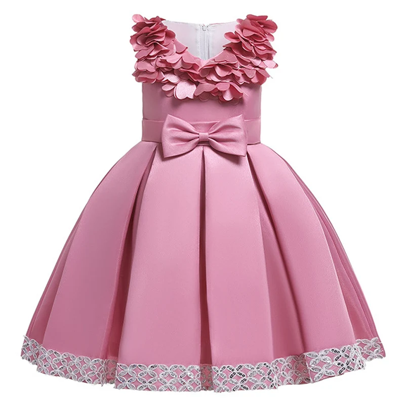 Детские платья для девочек; элегантное рождественское детское вечернее платье принцессы; свадебное платье с цветочным узором для девочек; Vestido Rapunzel - Цвет: Pink12