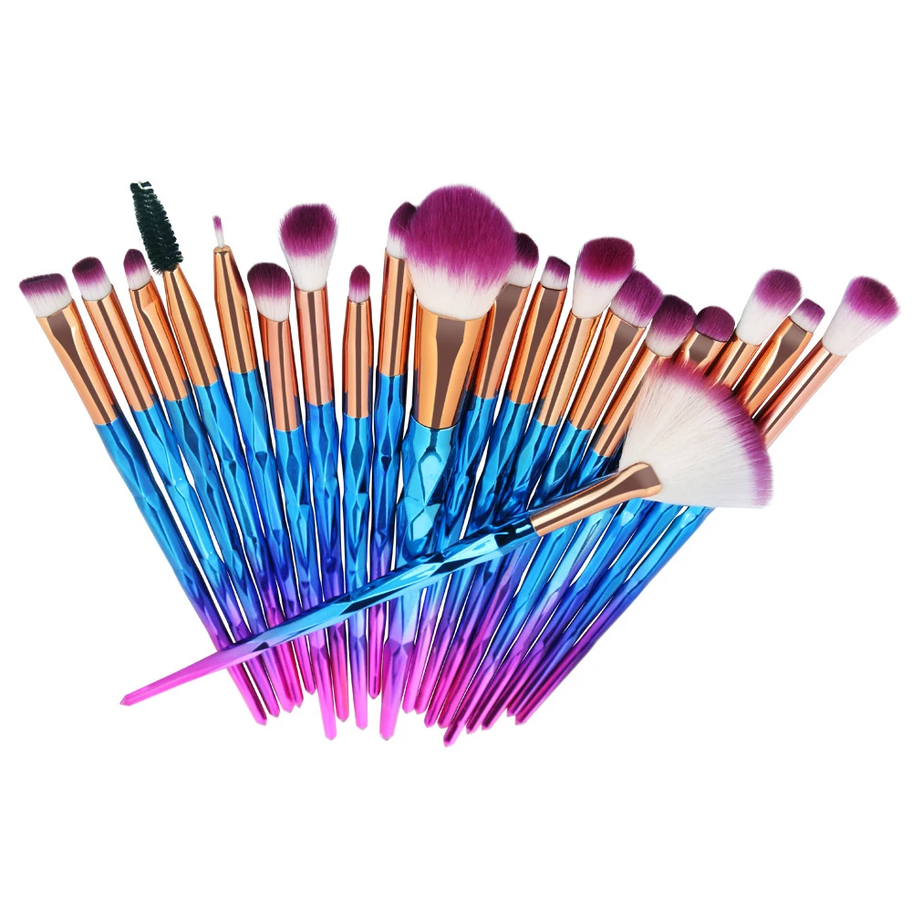 New 20pcs Diamond Makeup Brush Set Powder Eyeshadow Contour Beauty Cosmetic Colorful Make Up Tools