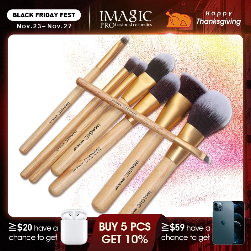 

IMAGIC New Women's Fashion Brushes 5PC Wooden Cosmetics Eyeshadow Brush Makeup Brush Sets Beauty Tools