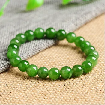 

Spinach Green yu Beaded bracelet authentic men and women and Hetian bead yu Bracelet