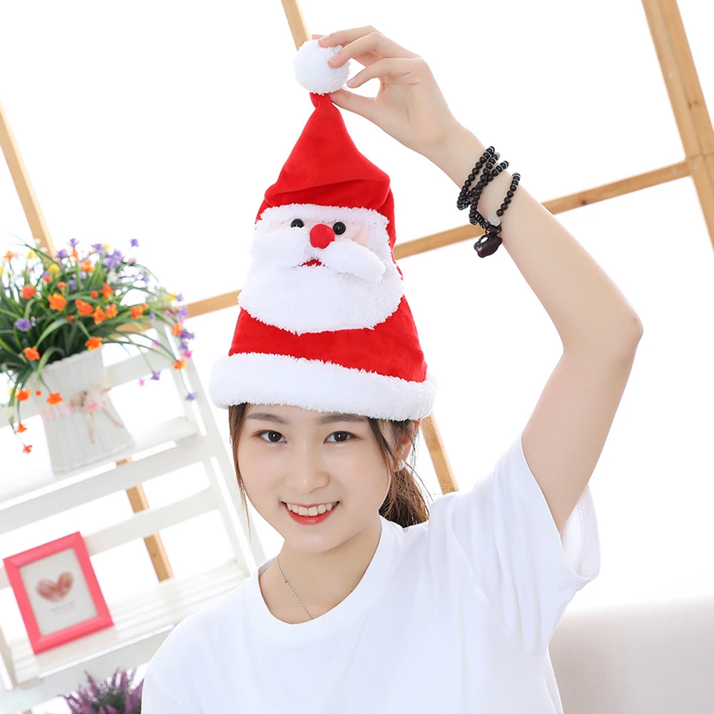 Рождественское украшение, подарок, электрическая Рождественская шапка, плюшевые игрушки, растущие, пой, качели, шапка Санта-Клауса для мальчиков и девочек, фетровая Рождественская шапка