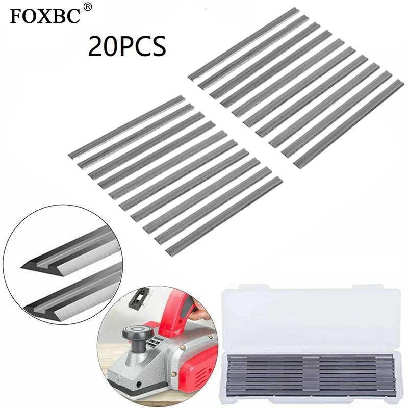 FOXBC 20PCS 82mm Electric Planer Blades HSS Reversible Wood Planer Knives Woodworking Machinery Parts For DeWalt Bosch Makita woodworking boring machine