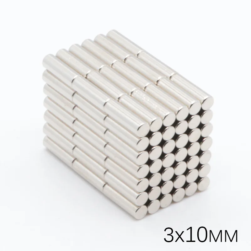 50 шт 3x 10 mmSmall Круглый цилиндрический Неодимовый ниодимовые Дисковые магниты диаметром 3 мм x 10 мм N35 супер мощный сильным редкоземельные