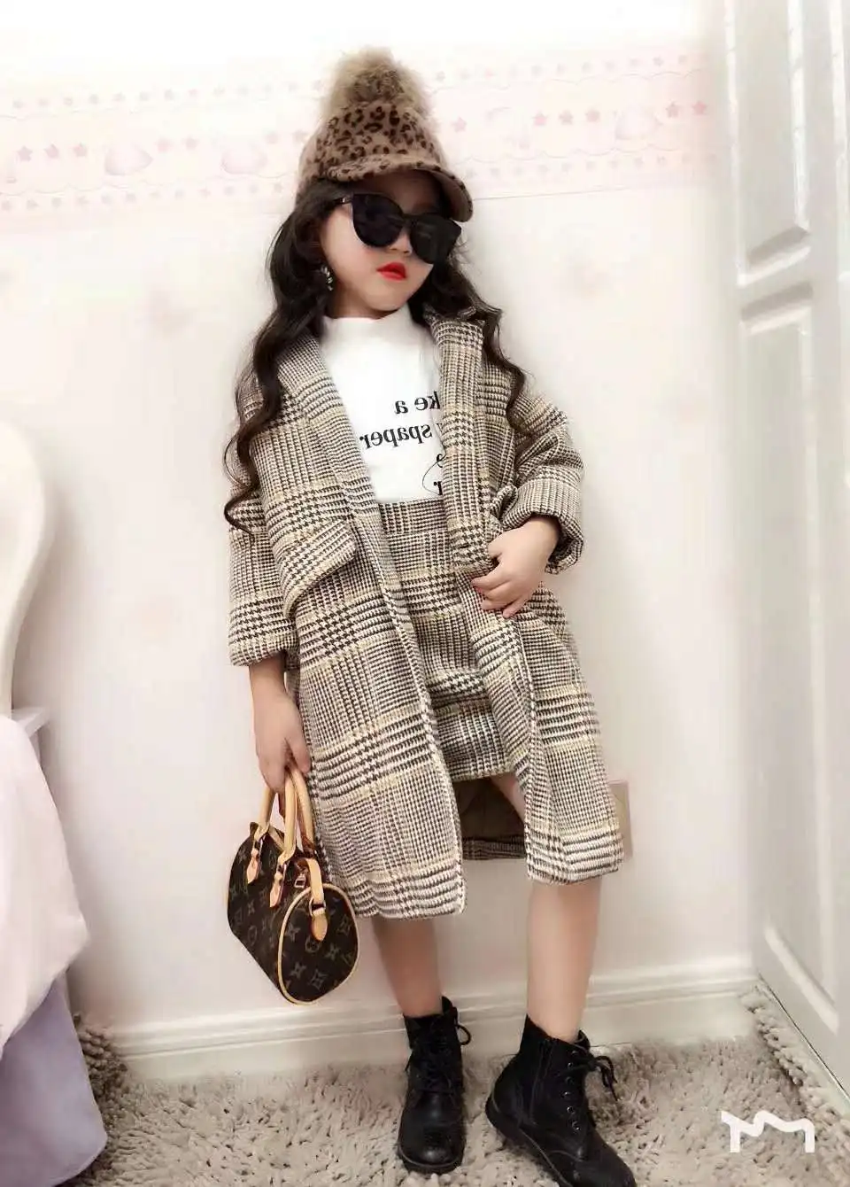 Girl Fall Outfits Autumn Winter Children Clothing Set Coat+Skirt Baby Girls Tracksuit Kids Woollen Clothes Sets