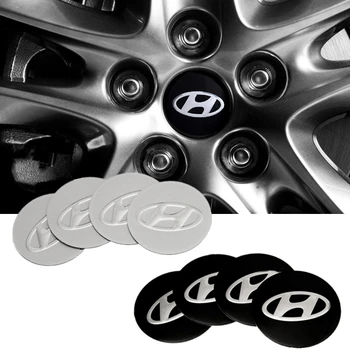 

4pcs Car Wheel Center Hub Caps Sticker Decoration For Hyundai Sonata IX35 I20 I30 Azera Elantra Accent Santafe Genesis Verna