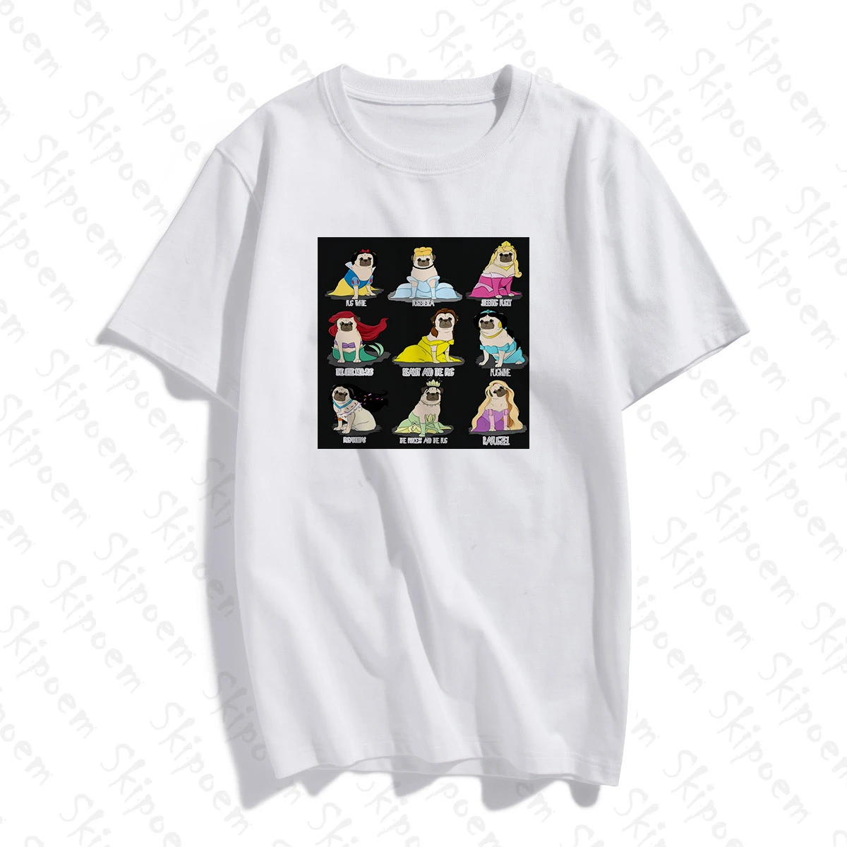 

Pug Princesses Relaxed Fit Women Tshirt Vintage Kawaii Gothic Harajuku Short Sleeve Cotton Plus Size Tee Shirt Femme Streetwear