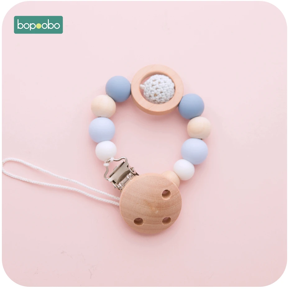 Bopoobo 1 шт. Силиконовые Прорезыватели из бука, вязанные крючком бусины Bpa бесплатно пустышка Клип пищевой класс Силиконовые Ювелирные изделия, делая для клипса с зубцами цепи