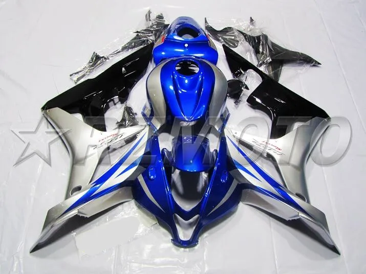 Литья под давлением ABS мотоцикл полный комплект обтекателя подходит для Honda CBR600RR 07 08 F5 2007 2008 Обтекатели Холодный Серебряный Синий