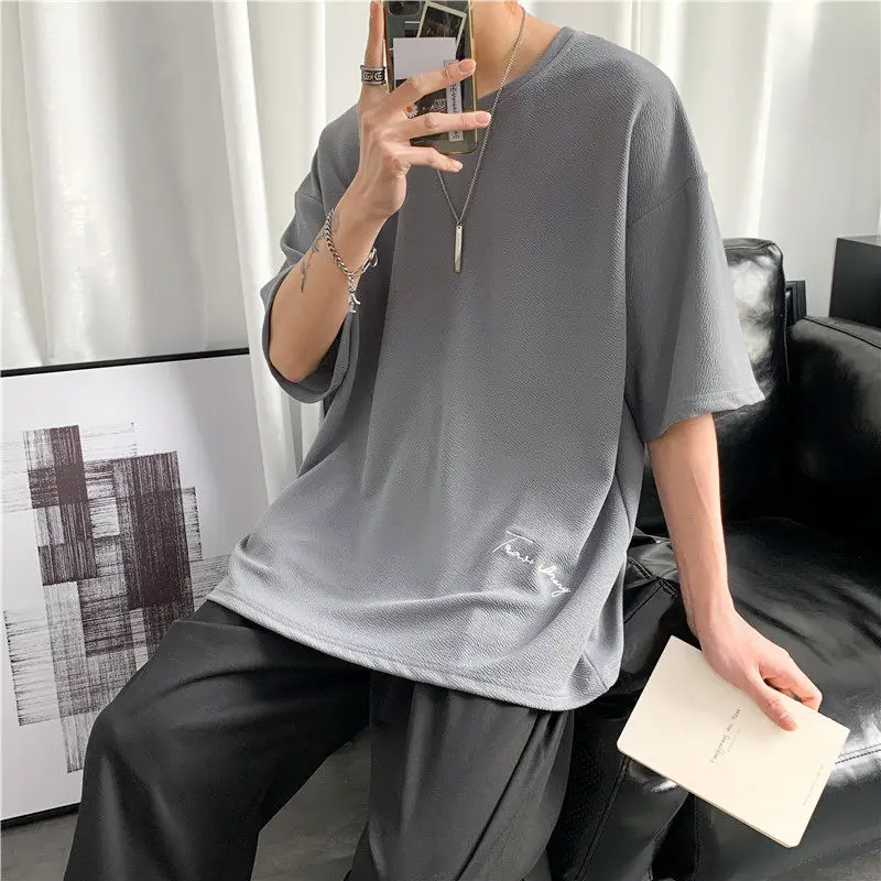 

2020 Summer New Youth Popular Loose Simple Letter Printing Five-point Sleeve T-shirt Fashion Casual Round Neck Pullover