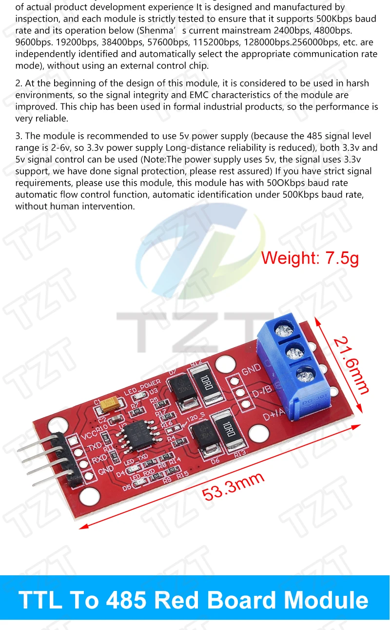 TTL Drehen Zu RS485 Modul Hardware Automatische Flow Control Module Serial UART Ebene Gegenseitige Umwandlung Netzteil Modul 3,3 V 5V – Detail 12