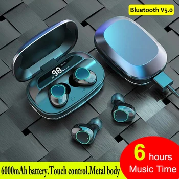 

True Wireless Earbuds Noise Cancelling Heaphones TWS Bluetooth 5.0 Headset 6000mAh Wireless Bluetooth Earphone with Microphone