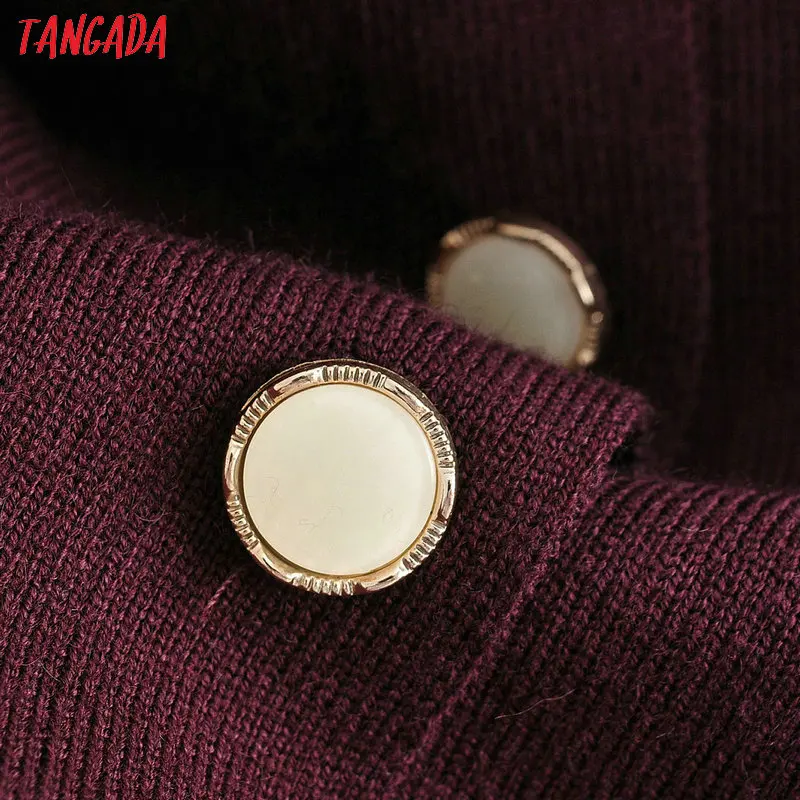 Tangada, женский элегантный однотонный кардиган, свитер, длинный рукав, пуговицы, для офиса, леди, вязанные свитера, базовые Топы, JN310