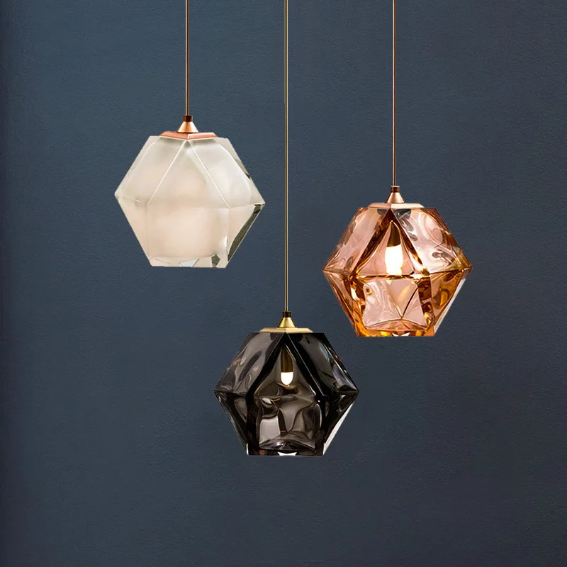 

Nordic Modern Minimalist Creative Amber/Smoky Gray Glass Restaurant Bar Bedroom Bedside Staircase Aisle Small Chandeliers