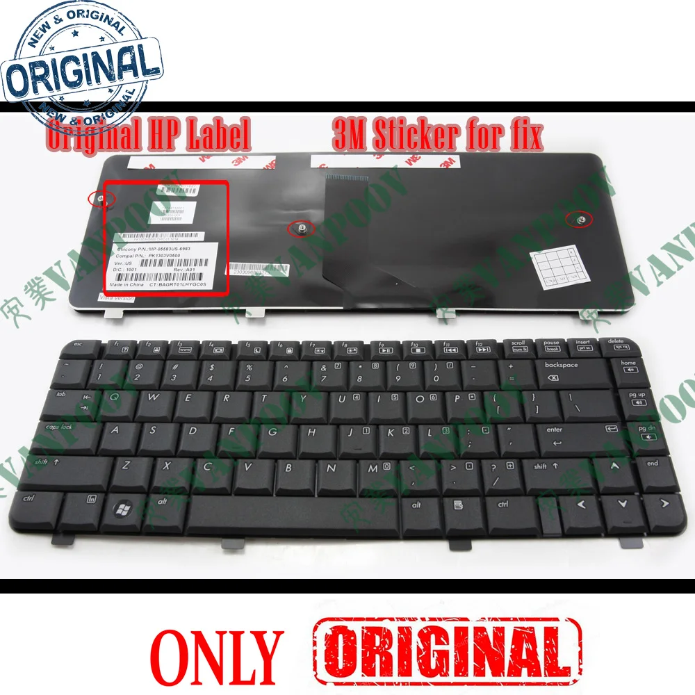 

100% Genuine New US Laptop keyboard for HP Comaq CQ40 CQ41 CQ45 CQ40-100 CQ45-100 CQ45-200 Black MP-05583US-6983 586350-001