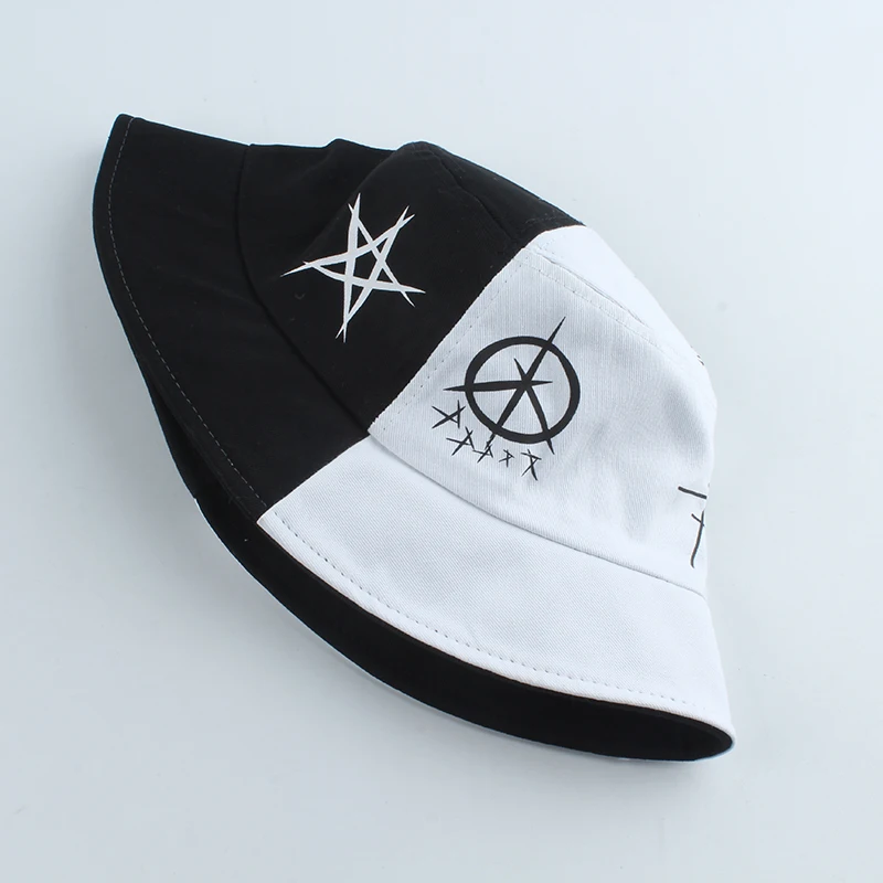 Unisex Harajuku Bucket Hat Fisher Outdoor Black White Patchwork Hip Hop Cap Men's Summer Fisherman Hat Women New Bone Feminino