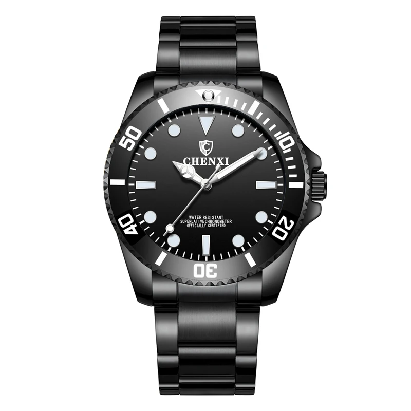 166085ABlackBlack Модные мужские наручные часы люксовый бренд часы CHENXI из нержавеющей стали мужские часы золотые мужские наручные часы зеленый Wach horloge heren - Цвет: 166085ABlackBlack