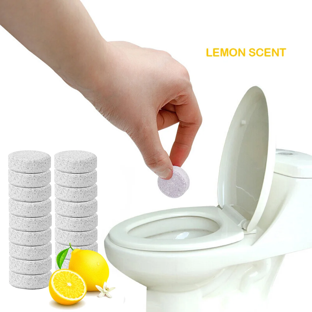 20pcs LemonTablets Chlorine Home Tablets Cleaner Clean Toilet Effervescent Spray Cleaner Spot Effervescent