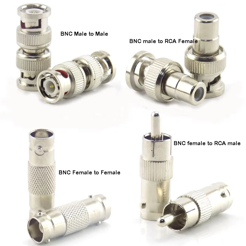 Conector BNC hembra a hembra, macho a macho, RCA hembra, BNC hembra a adaptador macho RCA para sistema de cámara de vídeo CCTV, 2/5/10 Uds.