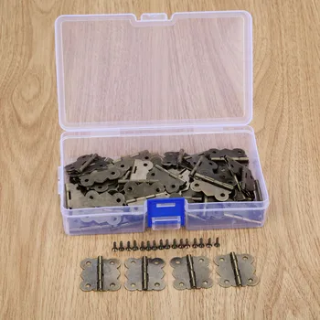 

DRELD 60pcs 30*25mm Butterfly Door Cabinet Furniture Hinges Jewelry Boxes Decorative Hinge Furniture Fittings +Screw+Storage Box