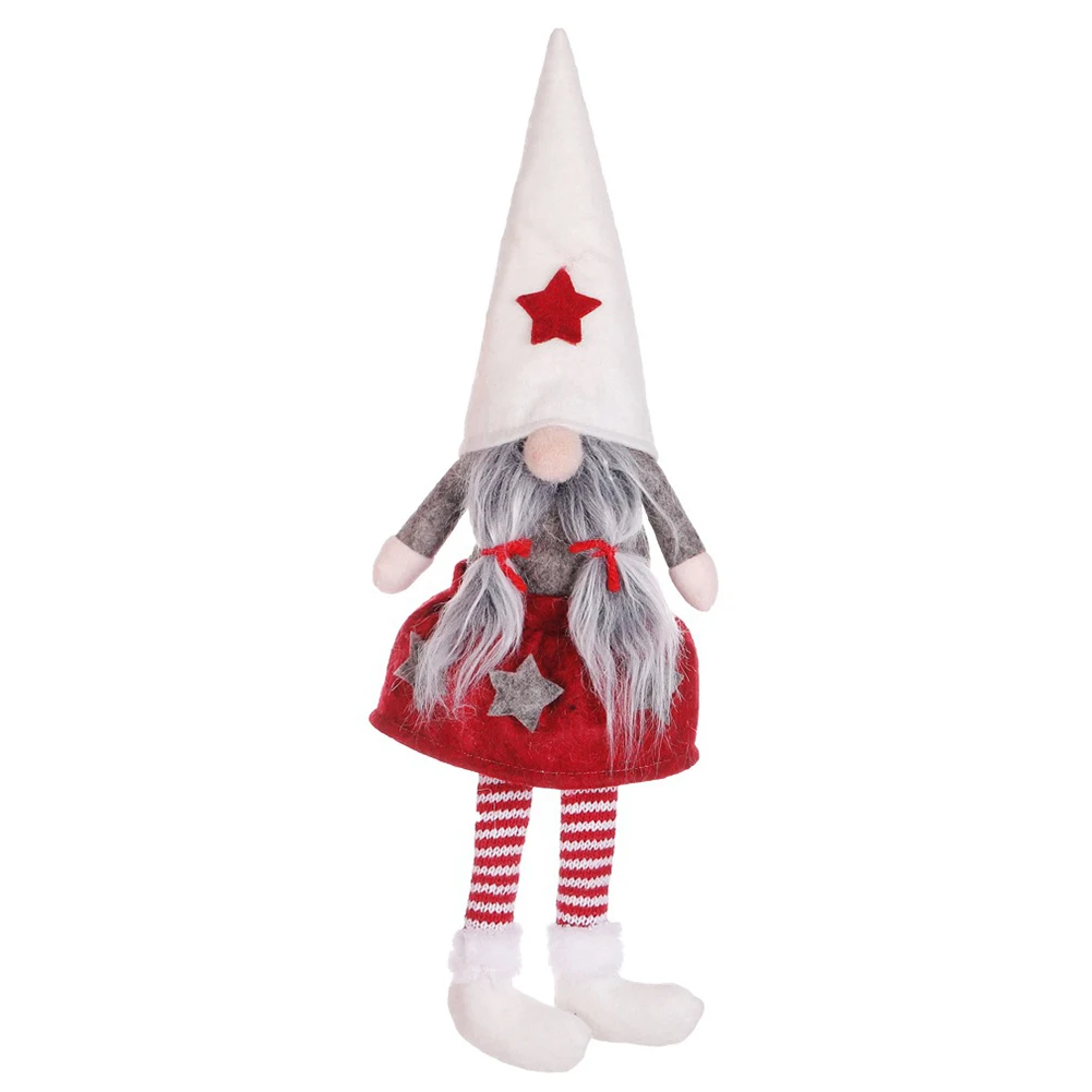Стильная стойка Рождественская кукла для девочек в скандинавском стиле, Детские вечерние игрушки для дома, яркие безликие подарки, праздничные украшения, милая одежда с орнаментом - Цвет: Белый