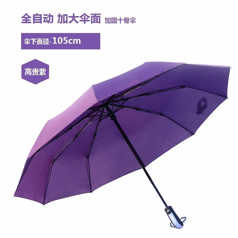 Полностью автоматический зонт с восьмикостями, три сложения от открытого ветра, для мужчин и женщин, усиленный Солнечный дождь, двойное использование, для студентов - Цвет: 6
