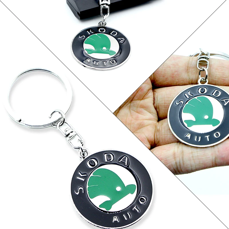 

Car Logo Metal Sliver Color Car Key Ring Car Badge Keychain for Skodas Octavia A5 A7 Fabia Superb Car-styling Accessories