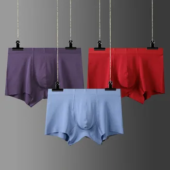 

Sexy Men Ice Silk Underwear Summer Boxers Seamless Breathable 3d Bulge Pouch Sexy Boxer Male Panties Shorts Underpants Boxers