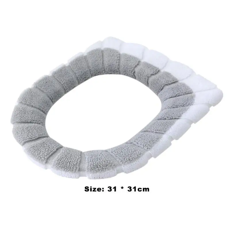 Household O-Type Plush Winter Warm Comfortable Cotton Fuzzy Soft Cushion Toilet Seat Couvercle WC Toilette Warmer Cover - Цвет: Светло-серый