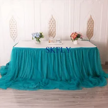 CL072Q Заводская Быстрая производство длинная драпировка много цветов на заказ Свадебная собранная бирюзово-Зеленая гофрированная юбка для стола