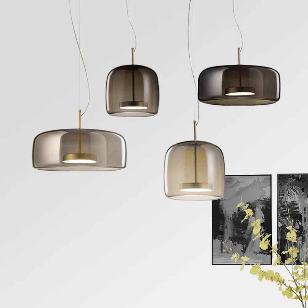 

Italian Designer Round Glass Art Led Study Restaurant Chandelier Lights Modern Glass Chandelier Lighting Simple Living Room