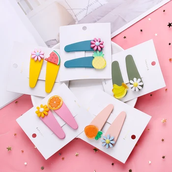 

2Pcs/Set BB Candy Color Fruit Pineapple Hairpins Children Paint Clip Girls Cute Hair Clips Kids Hair Accessories
